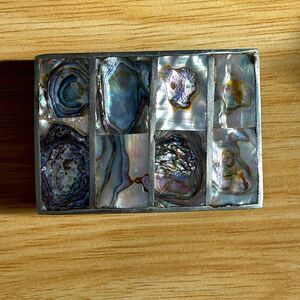 Vintage Western Mexico Signed Alpaca Silver and Mother of Pearl Belt Buckle